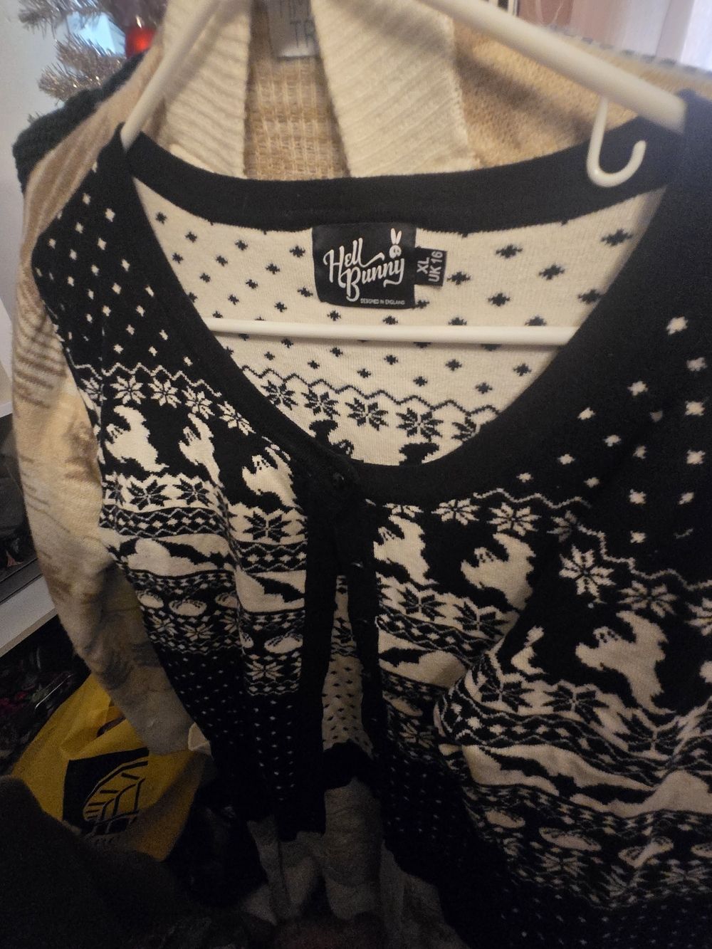 Hell Bunny Black & White Nordic Reindeer Cardigan